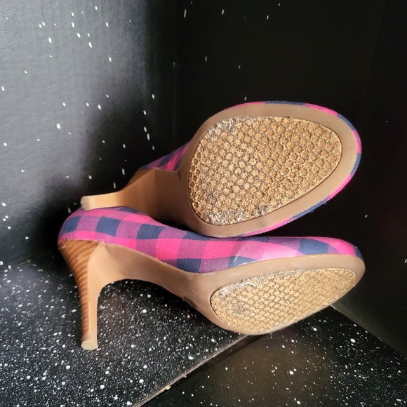 Jessica Simpson Pink and Blue Plaid Heels - Picture 6 of 7